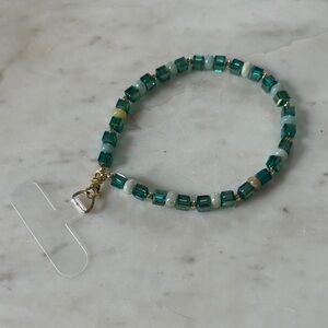 Emerald green beaded phone wristlet charm